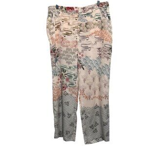 ZARA Basic Glen High-Waisted Wide Leg Pants Sz Large Multicolor Patterned Pants